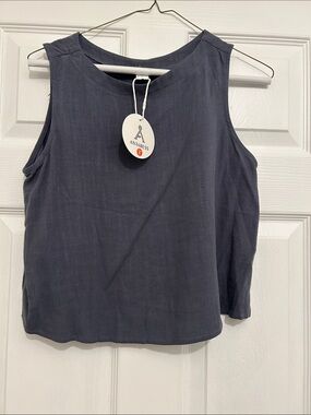 Anabess Navy Sleeveless Boxy Tank Top